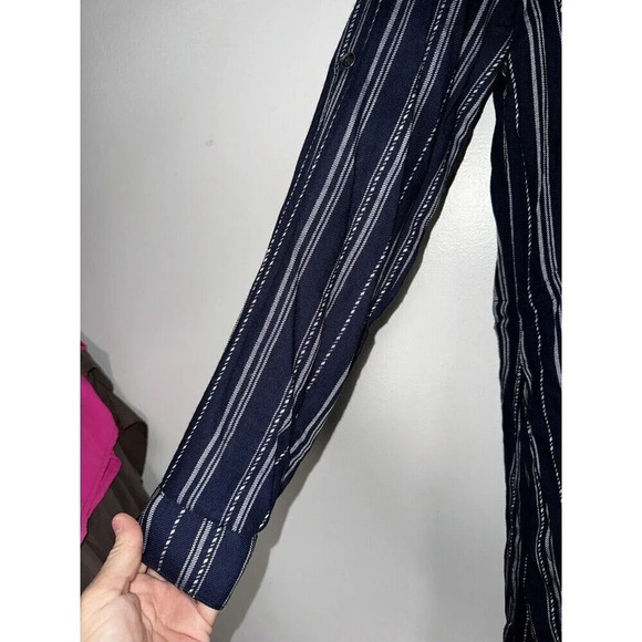 Dear John Shirt Dress   Roll Up Sleeves Flowy Blue And White Striped S - Picture 3 of 11
